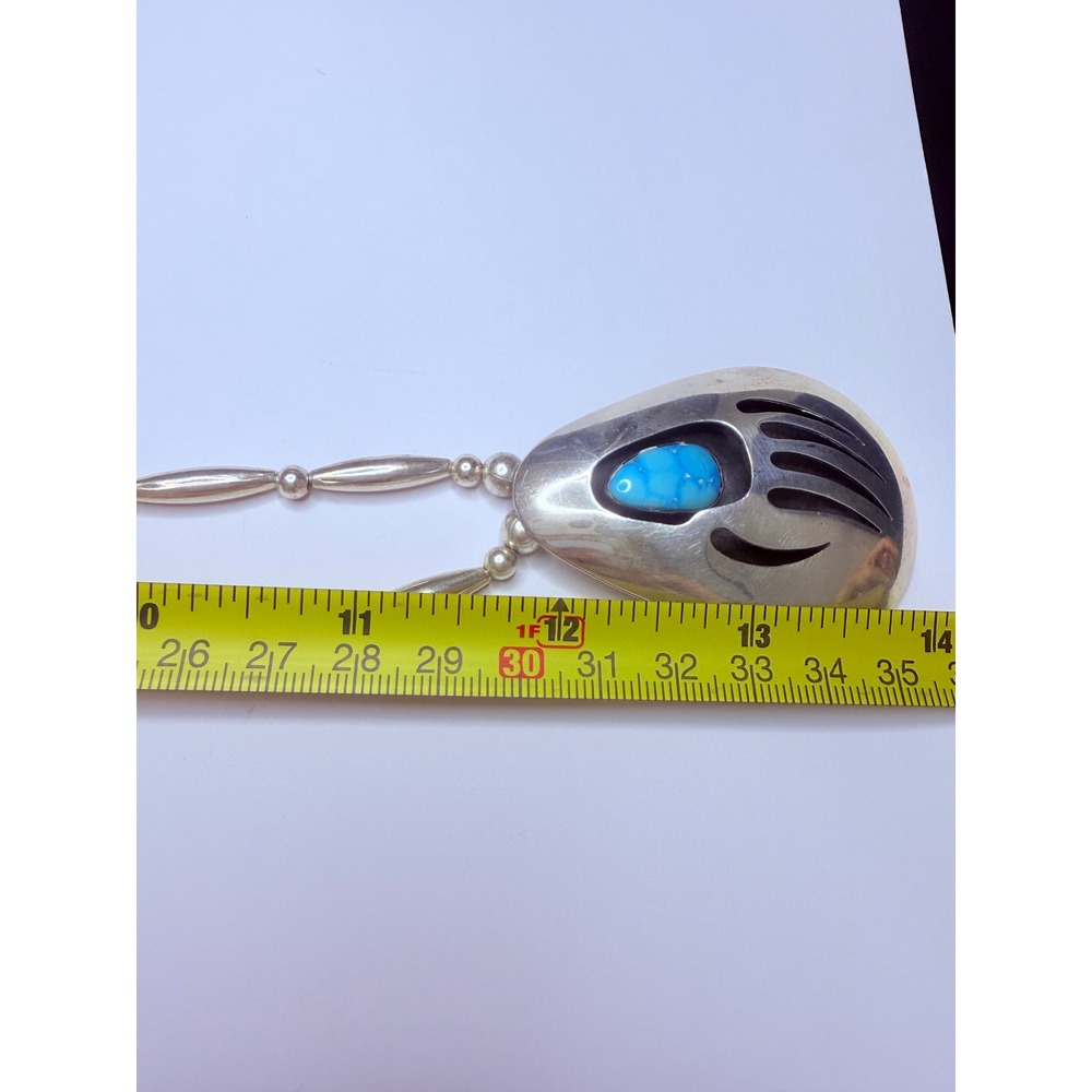 Lloyd Nelson Navajo Sterling Silver Turquoise Bear Paw Jewelry Set - Picture 10 of 14